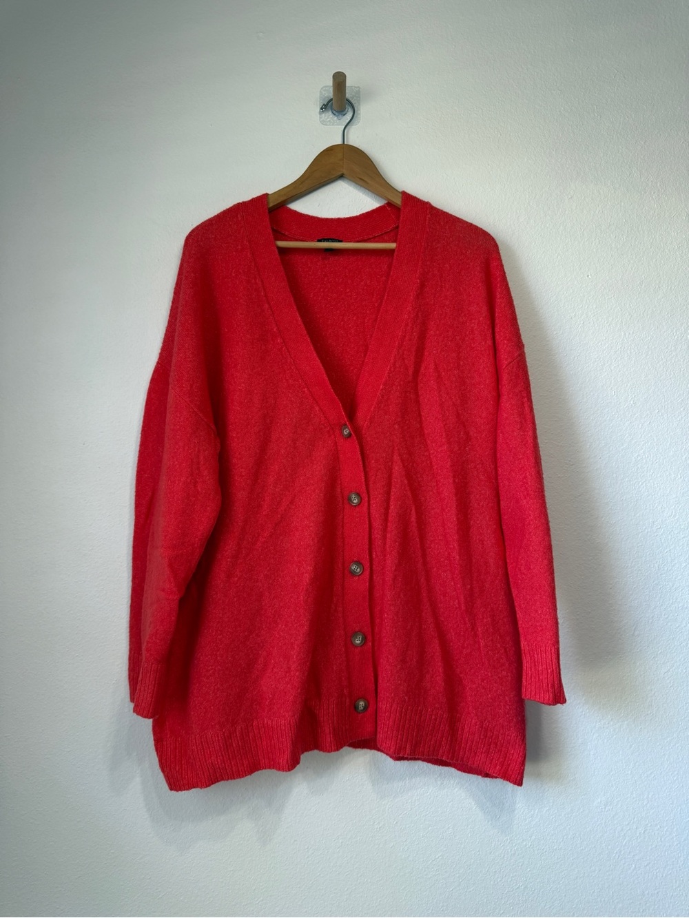 Talbots Plus Deep Coral Button Front Cardigan Sweater 2X Soft Stretch - Picture 3 of 6